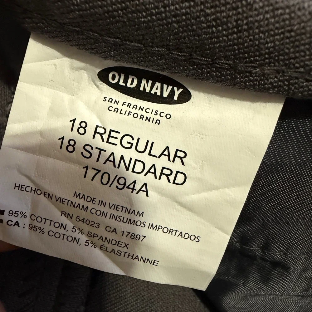 Old Navy Pixie Charcoal Gray Ankle Pants Women 18 Regular Mid Rise Stretch Twill
